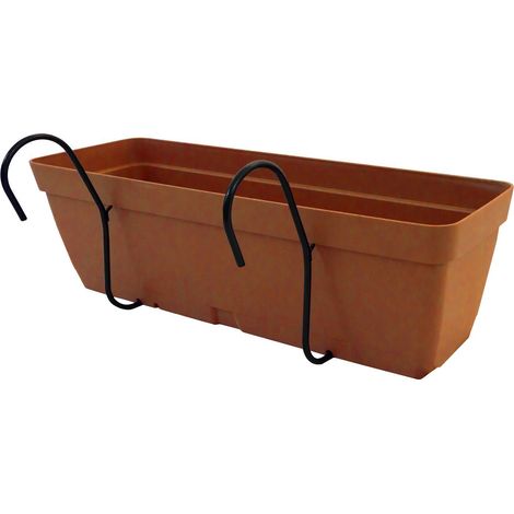 Balconiera In Resina Con Supporto Cm 50x17x16h Coccio Portavaso Da Balcone