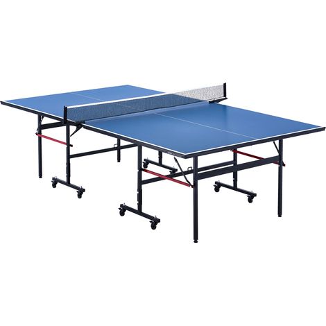 VEVOR Tavolo da Ping Pong Pieghevole in MDF per Interni, Tavolo da Ping Pong Portatile, con Rete a Morsetto Rapido e Ruote Bloccabili, Gioco da Ping Pong, Uso Interno, Piani del Tavolo da 12 mm