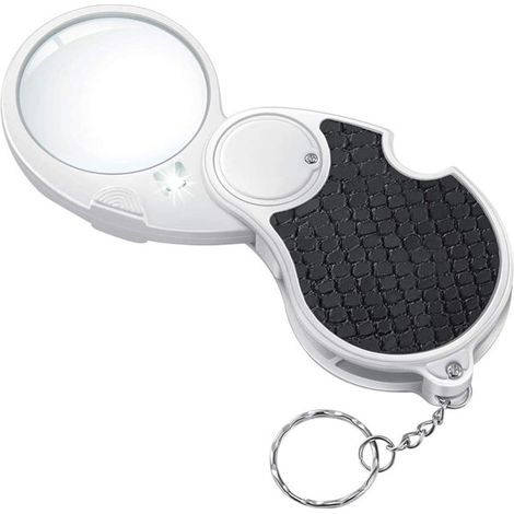 Loupe lumineuse, loupe éclairante, loupe grossissante 5x, petite loupe de poche, pliable (1/5)