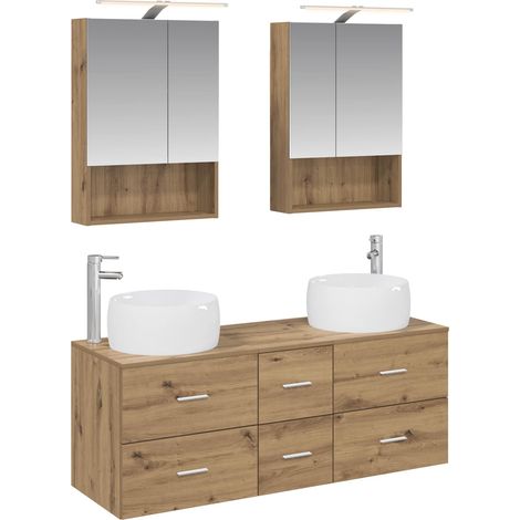 Ensemble de mobilier de salle de bain 5 pcs Chêne artisanal vidaXL (1/5)