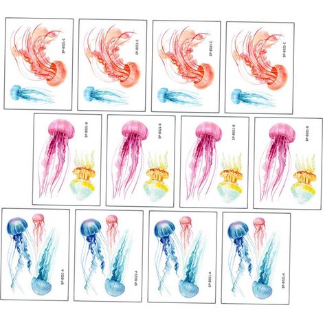 12 pièces Stickers Muraux Salle de Bain Méduse Imperméables Décoratifs (1/5)