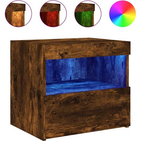 Maison Exclusive - Nachttisch mit LED-Leuchten Räuchereiche 50x40