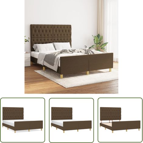 The Living Store Bettgestell ohne Matratze Dunkelbraun 140x200 cm Stoff - Bettestel - Doppelbett - Boxspringbetten - Lattenrost - Holzrahmen (1/5)