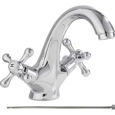 Robinet de Cuisine et Salle de Bains Monotrou Mélangeur Eau Chaude/Froide en Laiton - Pièce de Remplacement pour Buanderie,Maison & Toilettes (1/5)