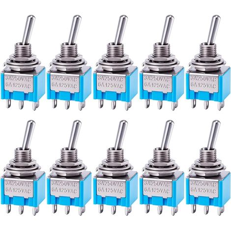 Interrupteur à Bascule - Lot de 10 - DPDT 6 Broches - 3 Positions - 6A 125V - Pour Tableau Électrique (1/5)