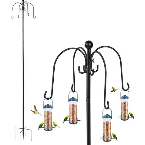 Mangiatoia per uccelli sospesa, 224 cm extra alta, supporto robusto per mangiatoie e ganci autoportanti per giardino, esterno, per pastori, ganci a uncino, 1 set