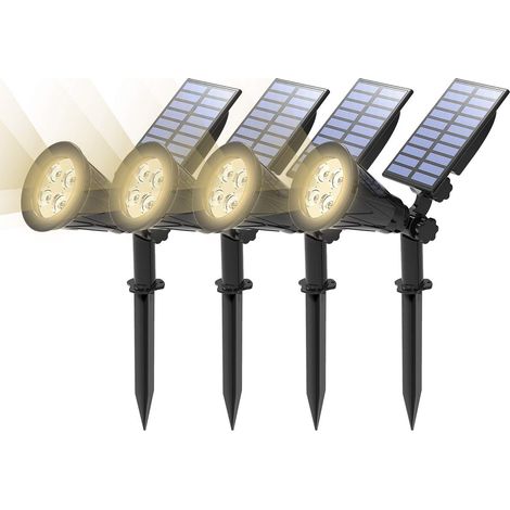 Pack Spot Solaire Chaud d'Extérieur Etanche LED Projecteur Lampe Jardin Éclairage de Sécurité pour Clôture Blanc (1/5)