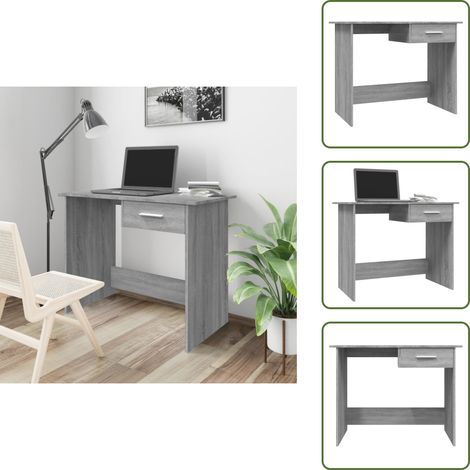 The Living Store Escritorio de madera contrachapada gris Sonoma 100x50x76 cm - Escritorio gris Sonoma