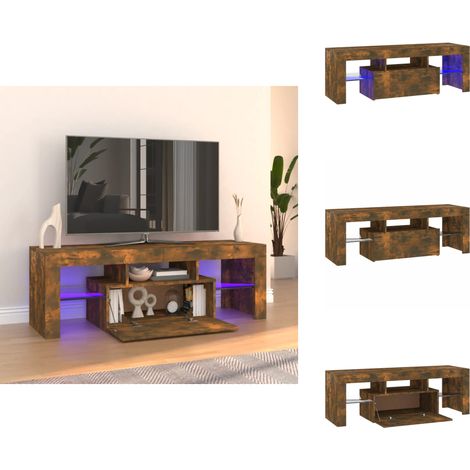 Meuble TV avec lumières LED chêne fumé 120x35x40 cm - Meuble Tv - Meuble Téléviseur - Télévision - Luminaire Led - Éclairage Rgb