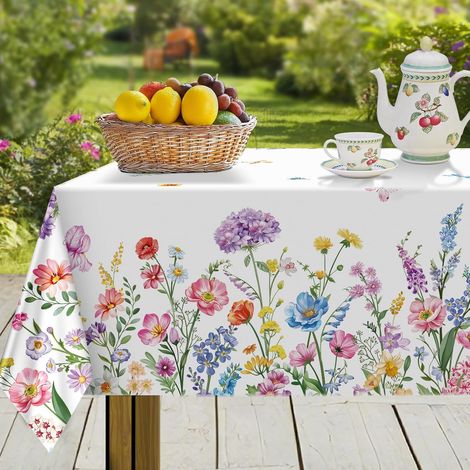 Nappe Rectangulaire Fleurs de Jardin Papillons Printemps 140x180 (1/5)