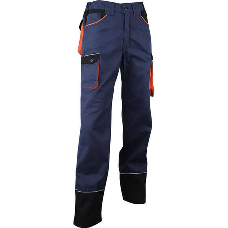 – Pantalon de travail zéro métal 38 – Matière sergé 60% coton – Confort optimal avec ceinture élastiquée – Haute visibilité rétroréfléchissante (1/4)