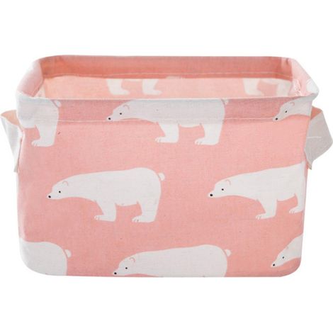 Panier à linge pliable coffre rangement jouets textiles vêtements bazar organisateur maison rose (1/2)