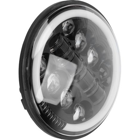 Phare avant rond pour moto 7 pouces, 8 LED, 6500K-7000K, 4400 lm, protection IP67, 12 V universel