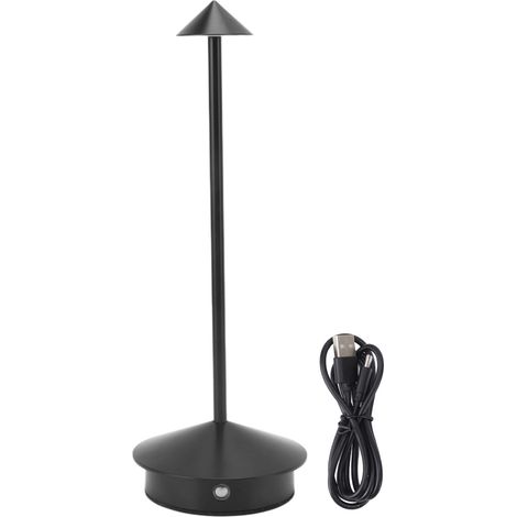 Lampe de Table Sans Fil Rechargeable en Fer, 3 Températures de Couleur Réglables, Luminaire d'Intérieur pour Chambre Bureau Dortoir Noir (1/5)