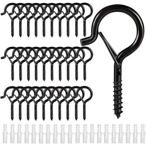 Online Store - Crochet a visser vis inox a piton à crochet, Crochets à visser, Crochets de plafond en métal extérieur(30pcs) (1/5)