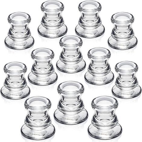 Porte-Bougie Taper - Verre Épais 5,6 x 5,3 cm - Diamètre Orifice 2,2 cm - Pour Bougies Taper Standard - Lot de 12 (1/5)