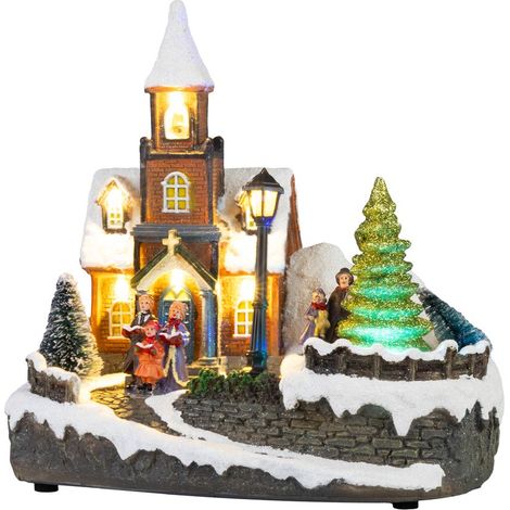 Dekoration MagicHome Weihnachten, Kirche, Kunststoff, 1xLED warmweiß, 21x14,5x20,8 cm, 3xAA (1/3)