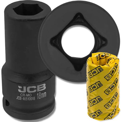 Chiave a bussola a impatto profonda JCB da 3/4" in acciaio Cr-Mo a 6 punte da 18 mm