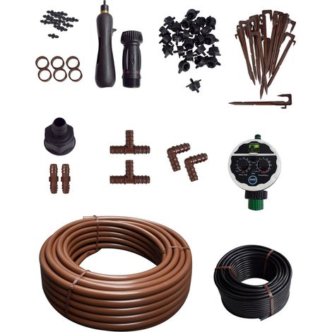 Kit de Riego por Goteo con o sin Programador Completo para Jardín y Huerto Con programador -