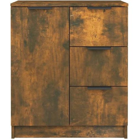 Buffet de Cuisine en Bois Fumé, Meuble Rangement 60x30x70 cm, Desserte de Salle à Manger avec Étagères, Style Industriel Moderne pour Entrée ou Salon (1/5)