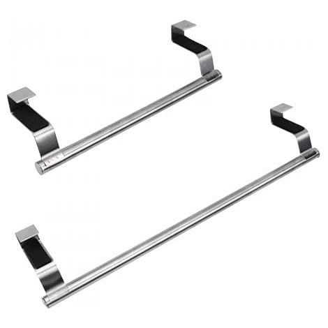 Lot de 2 barres porte-torchons en acier inoxydable, porte-torchons à fixer sous la porte d'un placard, porte-torchons pour la cuisine et la salle de bain (argenté) (1/5)