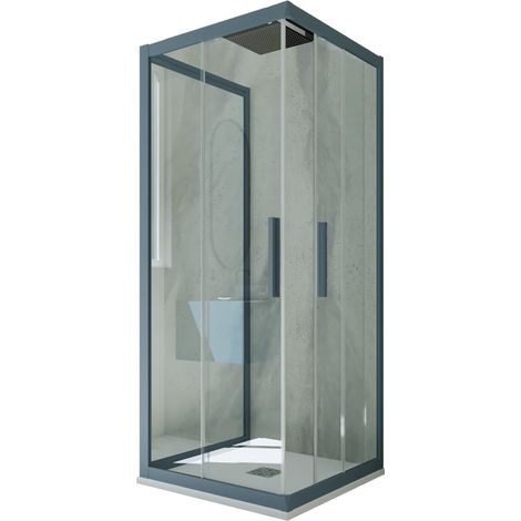 Box doccia scorrevole 3 lati 90x90x90 cm Blu Navy Kolors Trio