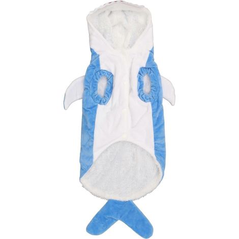 Déguisement de poisson pour grand animal de compagnie, doux, chaud et ample, en 3D, pour Halloween, Noël et cosplay, bleu. (1/2)