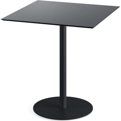 Urban table de bistrot avec piètement noir + plateau HPL noir 70x70 cm - Feros (1/4)