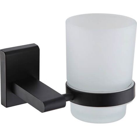 Showerdrape Unity Black Stainless Steel & Frosted Glass Wall Mounted Toothbrush Holder