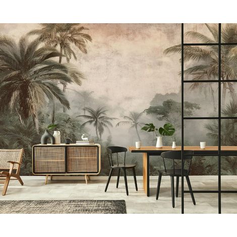 Fototapete Dschungel Vintage, für Wohnzimmer und Schlafzimmer, 150 x 105 cm – Komplettset inkl. Kleister & Anleitung (1/5)