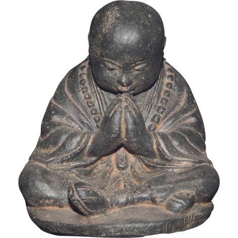 Statue jardin moine bouddhiste assis (grand format) - Gris 30 cm (1/3)