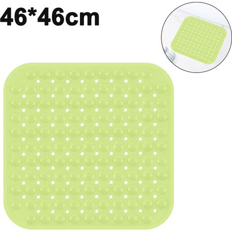 Tapis De Douche Anti-dérapant - Tapis De Baignoire Avec Ventouses - Tapis Carré 46x46 Cm Avec Trous D’évacuation - Lavable En Machine (1/5)