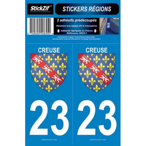2 Adhesifs Region Departement 23 CREUSE