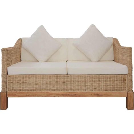 Canapé Sofa à 2 places avec coussins Rotin naturel (1/4)