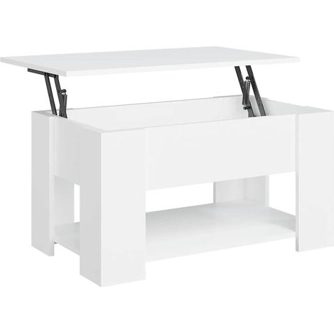 Maison Exclusive - Table basse blanc 79x49x41 cm bois d'ingénierie (1/5)