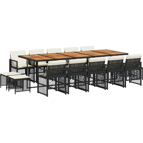 Maison Exclusive - Set comedor de jardín con cojines 15 pzas ratá (1/5)