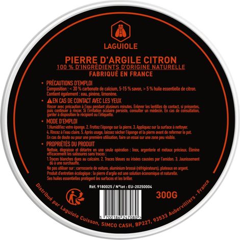 LAGUIOLE CUISSON - Pierre d'agile blanche 300g (1/4)