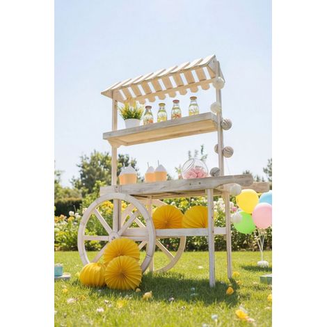 Carritos Candy Bar - Carrito Candy Bar Madera Strawberry Envejecido - Madera Natural