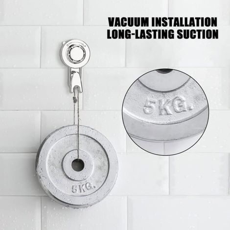 Lot de 2 Crochet à Ventouse Sous Vide Puissante Crochet Porte Torchon Serviette Salle de Bain Ventouse Murale Crochets (Argent) (1/5)