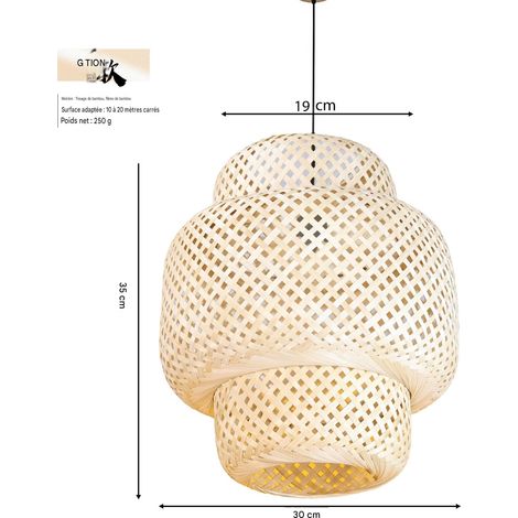 Abat-jour lanterne, suspension en bambou tressé, restaurant chinois, hébergement chez l'habitant, design artistique, abat-jour rétro et créatif en bambou et rotin tressés