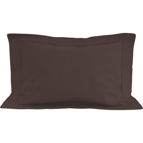 Taie d'oreiller en coton 57 fils 50x70 cm UNI brun, par Soleil d'ocre