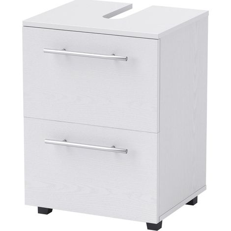 Mobile bagno sottolavabo con cassetto in pannello di truciolato bianco (1/5)