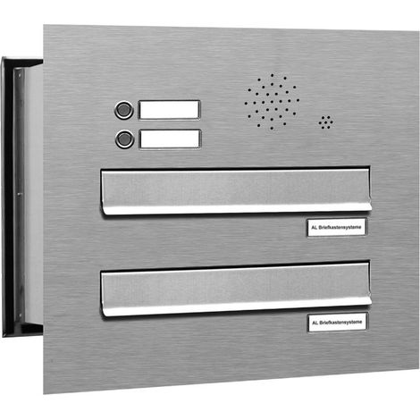 2er V2A Edelstahl Briefkastenanlage Mauerdurchwurf Klingel (1/5)