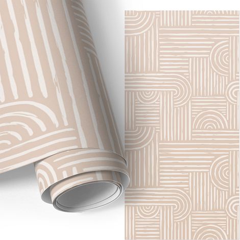 Klebefolie für Möbel - Möbelfolie - Selbstklebefolie - Kleiderschrank - Kommode - Schreibtisch - Beige Streifen 75x150 cm