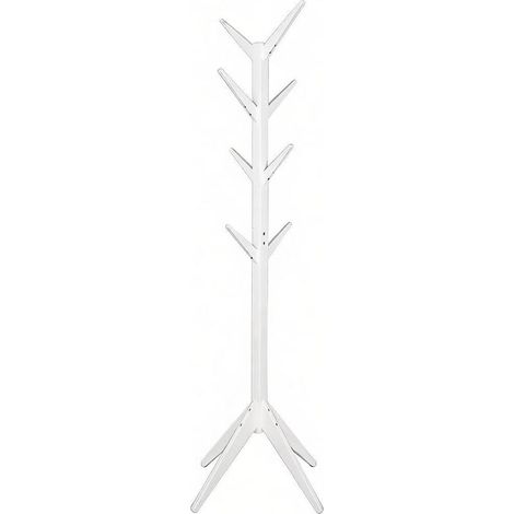 Perchero de pie de madera blanco con 8 ganchos, 180 cm (1/5)