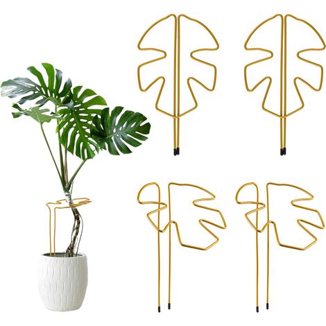 Wigearss 4 Pièces Supports de Plantes Monstera, Support de Tige Polyvalent en Aluminium Doré pour Alocasia et Monstera, pour Plantes d'Extérieur et d'Intérieur (1/5)