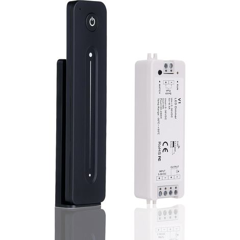 Variateur de Lumière LED avec Télécommande RF, DC 5V-36V 8A Gradateur Contrôleur avec Fixation Murale Magnétique à Distance Télécommande Pour Couleur Unique Bande LED Lumineuse Dimmable (1/5)
