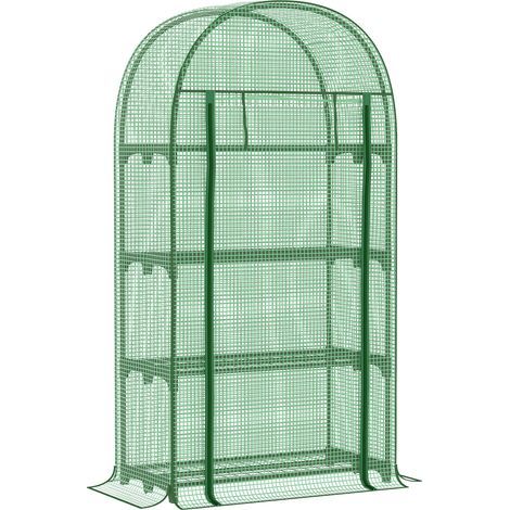 Serre de jardin Serre de jardin serre de balcon résistante aux UV porte enroulable 4 étagères couverture en PE 80 x 49 x 160 cm vert (1/5)