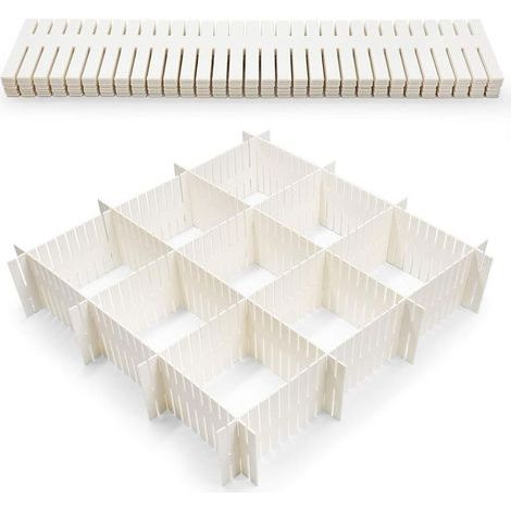 8 divisori per cassetti, organizer per cassetti regolabile, divisori flessibili per la casa per articoli da ufficio, camera da letto, cucina, strumenti per il trucco, posate (1/5)