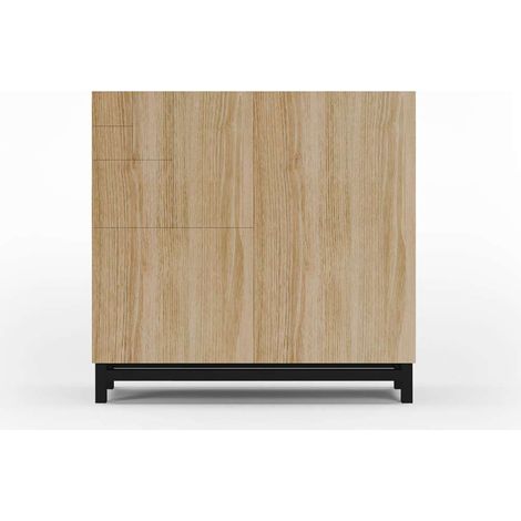 Zapatero 2 puertas modelo 513 acabado roble oscuro patas negras, 90x90x27 (alto x ancho x fondo) (1/4)
